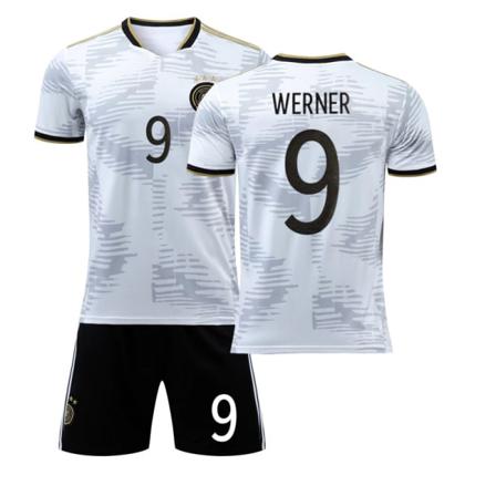 Qatar Fotbolls-vm 2022 Tyskland Fotbollssats - Vit Svart 18