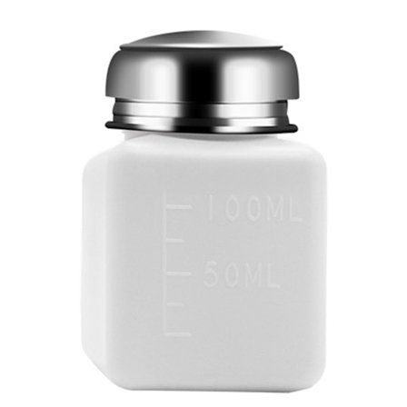 100-250 ml løsemiddelflaske med pumpehode i rustfritt stål for neglekunst, sminkefjerner og rengjøringsløsning