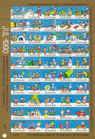 Danmark - julmärkeark 1990 - Takket - Ufoldet