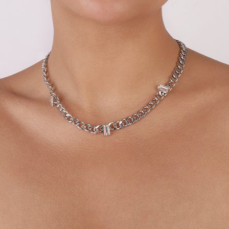 Personlighet enkel nyckelben choker strass halsband