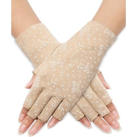 Dame Solkrem Fingerless Hansker Sommer Kjørehansker Jenter Sklisikker UV Beskyttelseshansker for Utendørs, Khaki