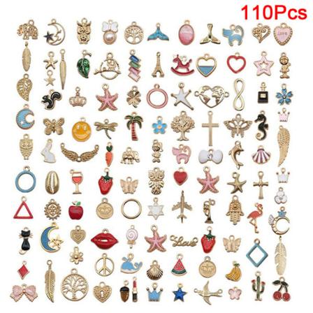 Eläin- ja kukkasekoitusriipus DIY-rannekoru B: 110Pcs