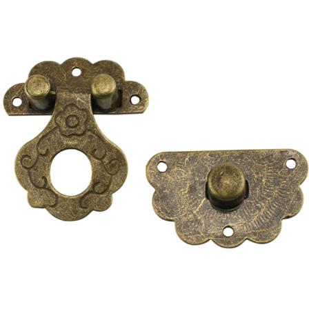 1 St Lås Hasp Krok Metall 6 Skruvar Antik Brons 40x36mm Decora