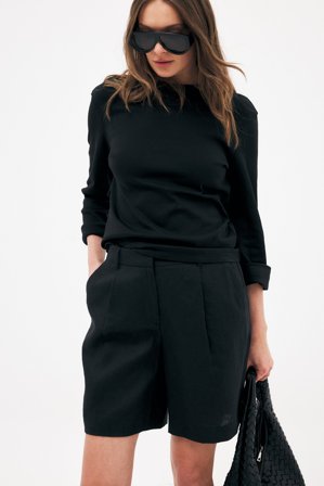 NA-KD Tailored Linen Shorts - Shorts - Sort - EU 34