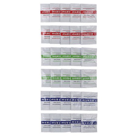 30 kpl PH-jauheliuos Puskurikalibrointipussi PH4.00/ PH6.86/PH9.18 PH-kalibrointiliuospakkaukset