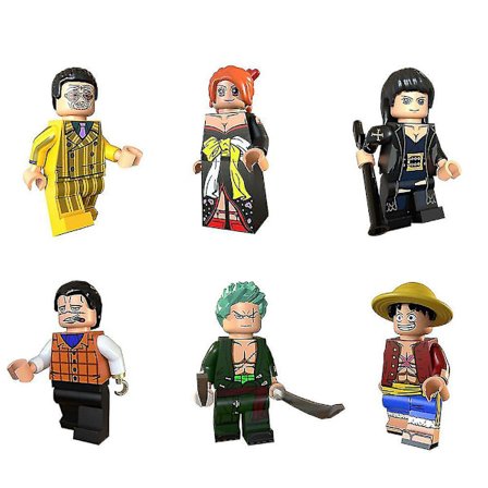 6-pack One Piece Anime Actionfigurer Leksaker Luffy Zoro Robin Nami Tecknade Byggklossar Leksaker Minifigurer Barn Fans Present[HK]