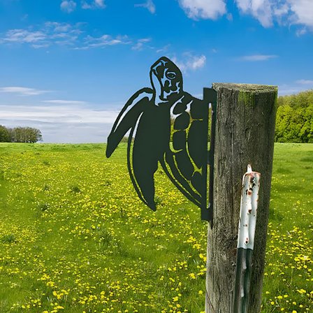 Skilpadde 29*22cm Metallhagepynt for gjerder, utendørs og hjemmedekor, dyr, hagedekorasjon, skulpturer, støpejernsilhuetter, tre, hage, W