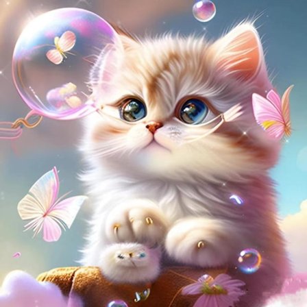 30x40cm 5D DIY Diamantmaleri Fuld,Chaton#H,DIY Diamant Rhinest