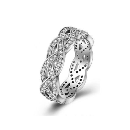 925 Sterling Silver Ring för kvinnor med kubisk zirkonia sten måne och blommig stil bröllop smycken gåvor