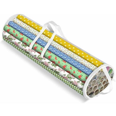 Förvaringsväska för presentpapper, Transparent förvaringsöverdrag för presentpappersrullar - Stark plastpåse med handtag för att bära presentpapper (1