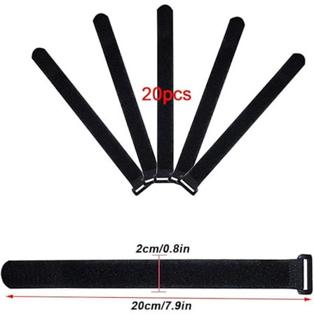 Premium svart borrelås kabelsett, allsidig borrelås svart