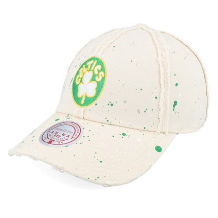 Mitchell & Ness - NBA Beige unconstructed Cap - Boston Celtics What A Mess Strapback Bone Dad Cap @ Hatstore