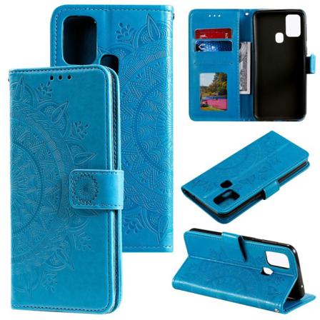 Samsung Galaxy A21s - Mandala Plånboksfodral - Blå Blue Blå