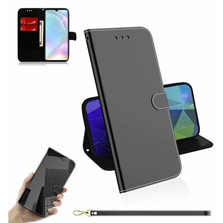 Fodral för Samsung A56 5G svart Imitationsspegel läder kortplånbok flip