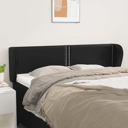 Vidaxl Huvudgavel Med Kanter Svart 147x23x78/88 Cm Konstläder Svart
