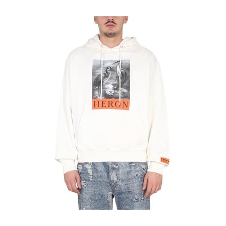 Heron Preston Cotton Hoodie Hvid, Herre, Størrelse: M