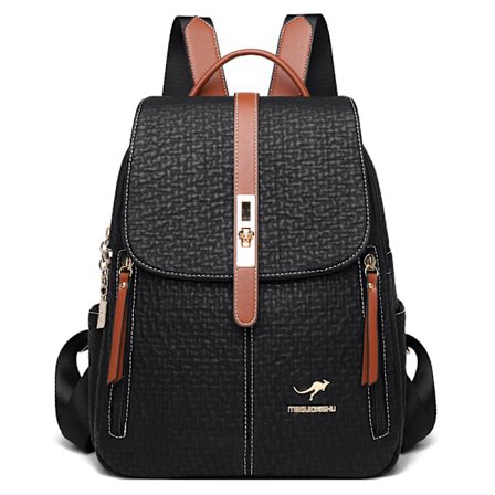 Høy kvalitet skinn kvinner ryggsekk stor kapasitet skoleveske reiser vesker