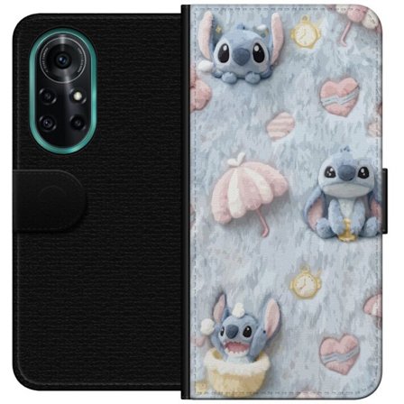 Kompatibel Tegnebogsetui til Huawei nova 8 Pro Stitch mønster med hjerter, paraplyer og pastelfarvet blød baggrund