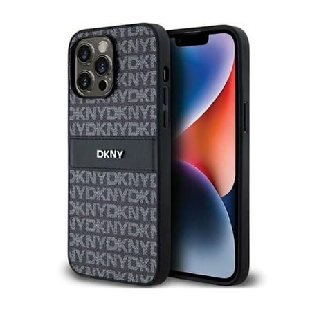 DKNY Læder Mono Stripe & Metal Logo - iPhone 14 Pro Cover (sort)