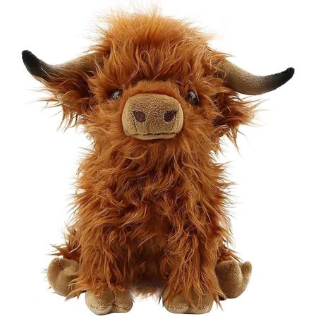 SSRGV Skotsk Highland ko plyschdjur plyschleksak, mjuk stoppad tjur plysch ko leksak för bondgård heminredning, söt djurdocka present till barn vänner