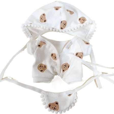 20 cm Dukkeklær Pyjamas Dress Cap Nattkåpe Smekke