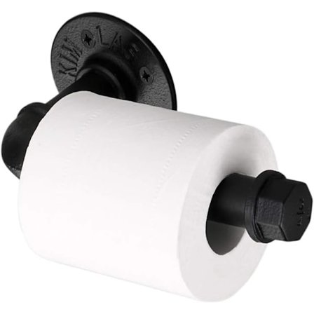 Retro-tyylisen ruostumattomasta teräksestä valmistettu wc-paperiteline, mukana 4 sarjaa ruuveja ja tappia, kaikki kierteitetyt osat irrotettavissa ja 