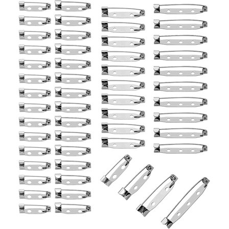 50 kpl Rintaneuloja, Rintaneulan taustat Hopeiset tankoneulat, Takasolki Rintaneulan hakaneulat askarteluun ompeluun vaatteiden nimikilpiin (20, 25, 