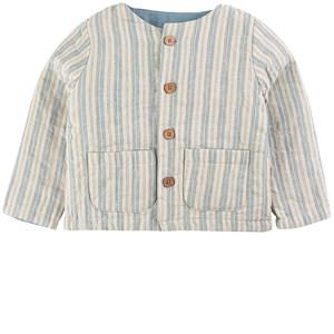 Buddy & Hope Spring Jacket Quilted Reversible Muslin/Linen Emil Stripe GOTS Offwhite/Ocean 110/116 cm - Coats and jackets - 110/116 cm - Blue
