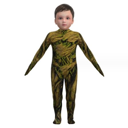 Barnens Groot Jumpsuit Dräkter Halloween med Mask