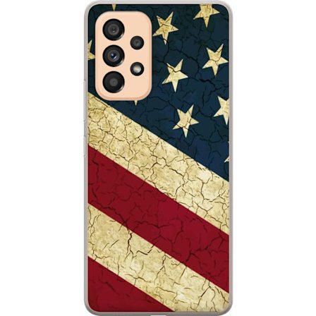 Samsung Galaxy A53 5G Gjennomsiktig deksel USA-flagg i vintage stil, amerikansk flagg med sprukken tekstur perfekt for retro patriotiske og grafiske m