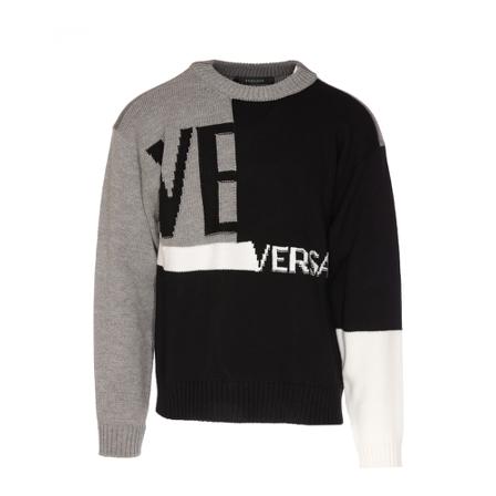 Versace, Round-neck Knitwear Zwart, Heren, Maat:M