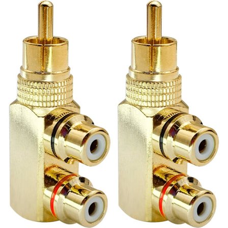Højre Vinkel RCA Y Splitter Adapter, Guldbelagt 90 Graders RC, ZQKLA