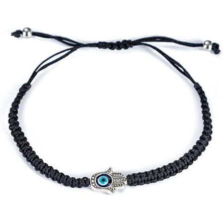 Håndlavet snor onde øjne armbånd til kvinder mænd piger drenge sort