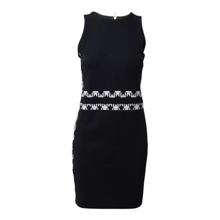 Michael Kors Pre-owned Contrast Trim Sheath Kjole in Viscose Blå, Dame