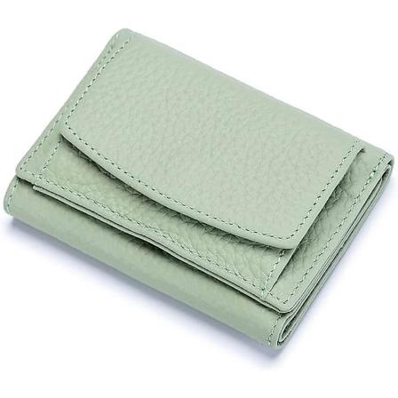 Liten lommebok for kvinner med myntlomme, ekte lommebok for kvinner, minilommebok med RFID green