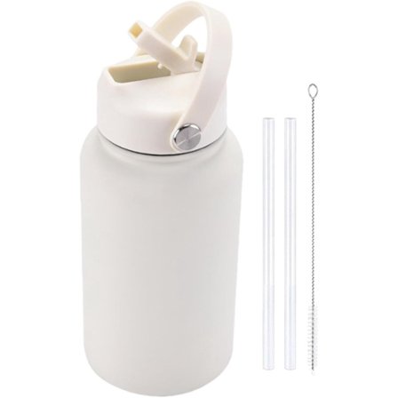 Isoleret vandflaske i rustfrit stål, dobbeltvægget fitnessflaske med sugerør og håndtagslåg, 650 ml udendørs flaske, perfekt til cykling, sport, løb