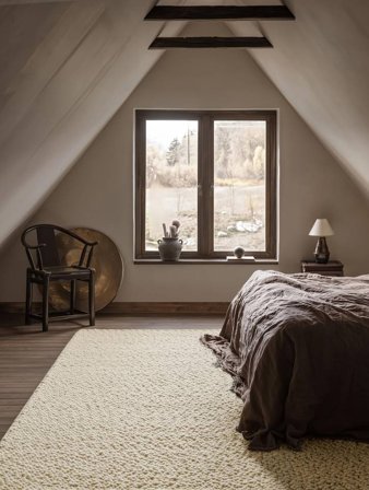 Tapis De Laine Uni Bubbles Blanc Crème Oeko-Tex