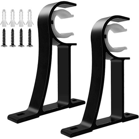 Kassepakke Kraftige Metal Gardinstangsbeslag - Til 25-30 mm Gardinstænger - Sort-Perfet