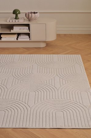 &Home - Matta Daisy Arches - Vit - Slätvävda mattor - 160X230 - Från Homeroom