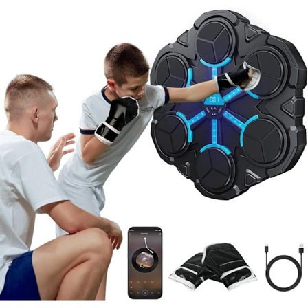 Musik Boksemaskine til Børn – Intelligent Boksetræning med Musik, Vægmonteret Boksemaskine med Handsker