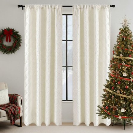 Qelus 2x Thermal Blackout Verhot Kaksikerroksiset Eristävät Kylmä- ja Tuulisuojat, Talviverhot Ikkunoille ja Oville, 140x260cm, Beige