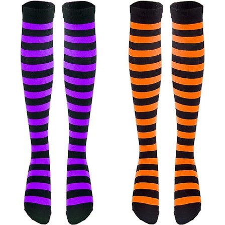 2 Par Overknee Stribede Strømper - Lange Stribede Høje Strømper