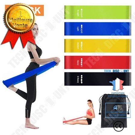 Träningsband - Fitness - Set om 5 - Elastisk i naturlatex - Multifunktionella - Nybörjare