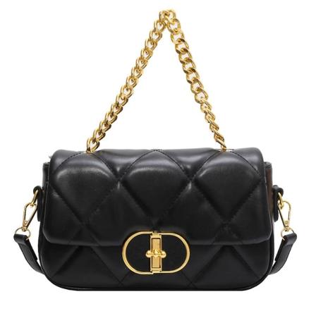 Handväska Crossbody-väska för kvinnor med kedjerem - Fashion för tjejer och tonåringar - Svart