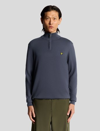 Lyle & Scott Cotton Merino Quarter Zip Jumper - Purple - S
