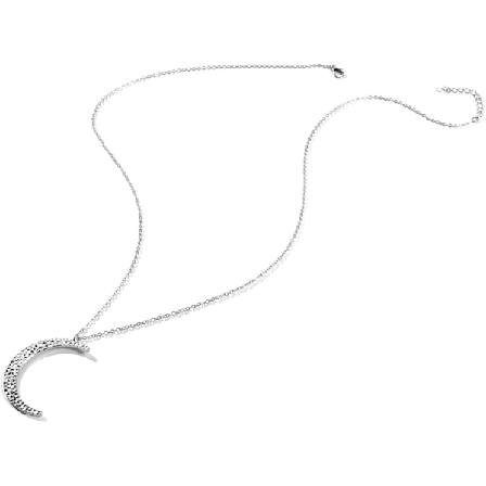 Långt hängsmycke halsband, silverhalsband, stort månhalsband, bohemiskt långt kedja halvmåne halsband, tröjkedja, smycken