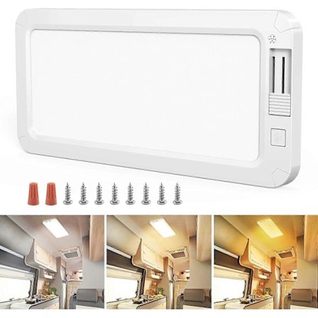 12V LED Husvagnsbelysning Interiör Dimbar Campervan med 3 Färgtemperaturer Skjutreglage för Tak RV Husbil Marin Camper