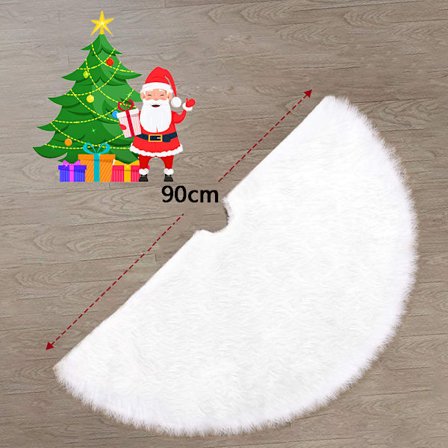 Juletreteppe hvitt, 120 cm juletreteppe, pels rundt juletreteppe, juletre plysjskjørt til jul, nyttår,