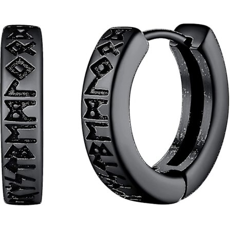 Norse Viking Runes Hoop Earrings för män och kvinnor 12mm Huggie Hoops med delikat presentförpackning_cc