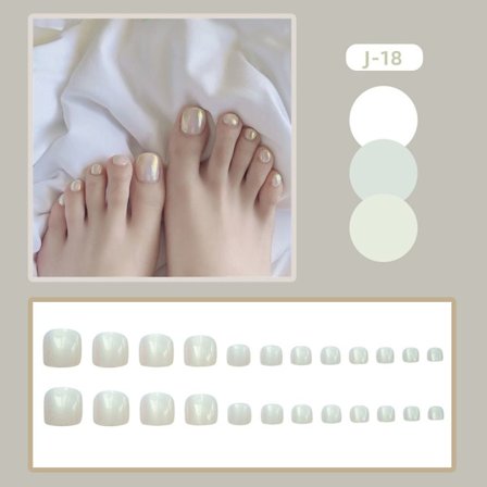 Shimmer tånegler Bærbare falske negler HVIT